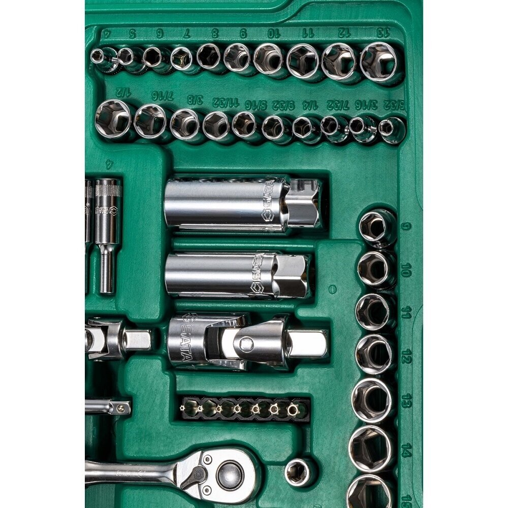 1/4" + 3/8" + 1/2" Galvučių ir raktų rinkinys 150vnt. (SAE & metrinė sistema) 5 1/4" + 3/8" + 1/2" Galvučių ir raktų rinkinys 150vnt. (SAE & metrinė sistema) 5