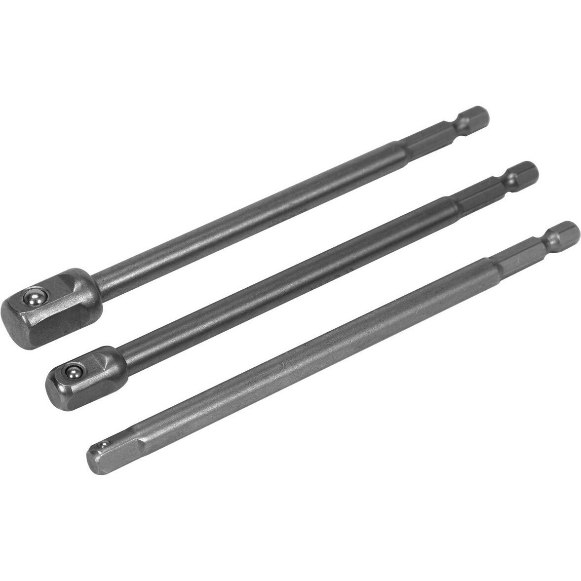 1/4"+3/8"+1/2" prailgintų adapterių suktuvui rinkinys 3vnt. 1/4"+3/8"+1/2" prailgintų adapterių suktuvui rinkinys 3vnt.