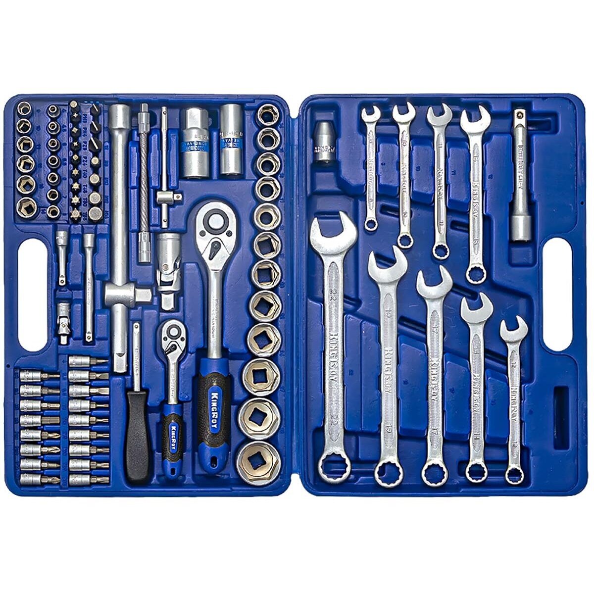 1/4" + 1/2" Galvučių ir raktų rinkinys 82vnt. 3 1/4" + 1/2" Galvučių ir raktų rinkinys 82vnt. 3