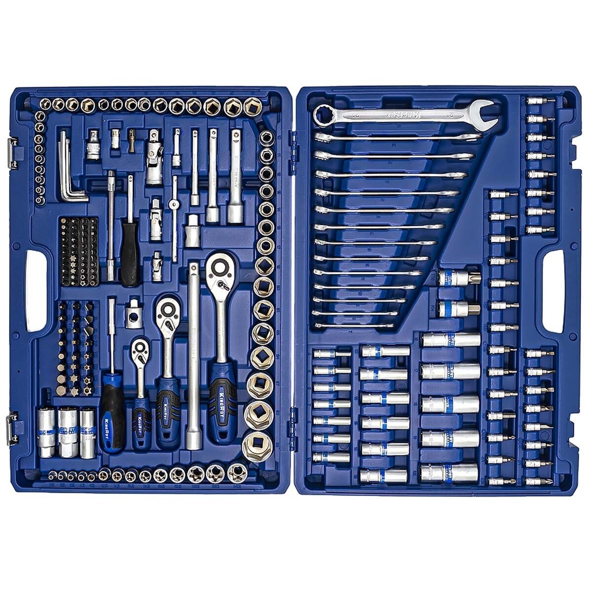 1/4" + 3/8" + 1/2" Galvučių ir raktų rinkinys 218vnt. 2