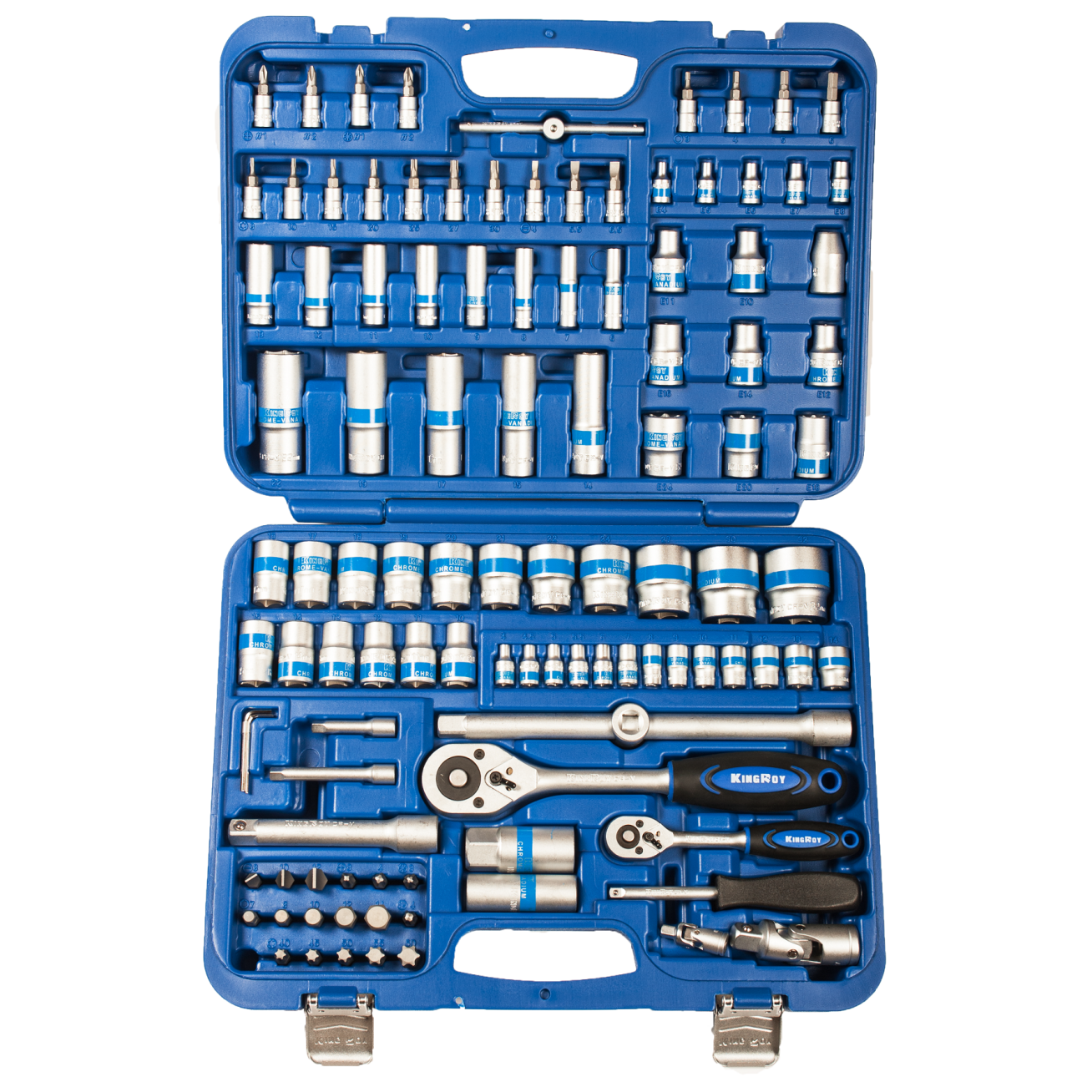 1/4" + 1/2" Galvučių rinkinys 108vnt. 12-kampės 1/4" + 1/2" Galvučių rinkinys 108vnt. 12-kampės