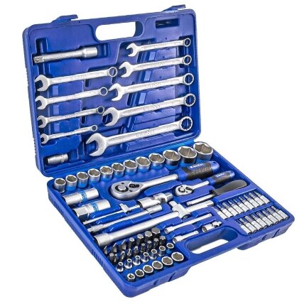 1/4" + 1/2" Galvučių ir raktų rinkinys 82vnt. 1 1/4" + 1/2" Galvučių ir raktų rinkinys 82vnt. 1