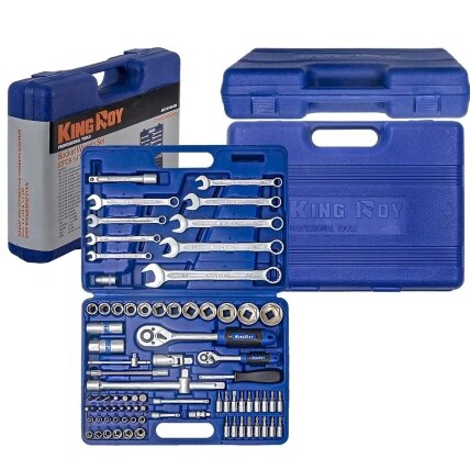 1/4" + 1/2" Galvučių ir raktų rinkinys 82vnt. 6 1/4" + 1/2" Galvučių ir raktų rinkinys 82vnt. 6
