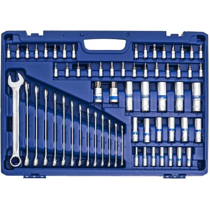 1/4" + 3/8" + 1/2" Galvučių ir raktų rinkinys 218vnt. 4 1/4" + 3/8" + 1/2" Galvučių ir raktų rinkinys 218vnt. 4