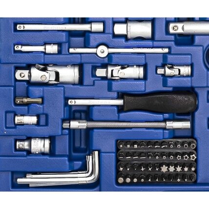 1/4" + 3/8" + 1/2" Galvučių ir raktų rinkinys 218vnt. 7 1/4" + 3/8" + 1/2" Galvučių ir raktų rinkinys 218vnt. 7