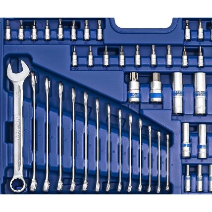 1/4" + 3/8" + 1/2" Galvučių ir raktų rinkinys 218vnt. 9 1/4" + 3/8" + 1/2" Galvučių ir raktų rinkinys 218vnt. 9