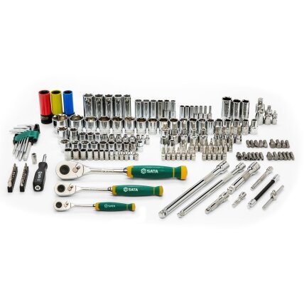 1/4'' + 3/8'' + 1/2'' Galvučių su antgaliais rinkinys 180vnt. 6-kampės 1 1/4'' + 3/8'' + 1/2'' Galvučių su antgaliais rinkinys 180vnt. 6-kampės 1