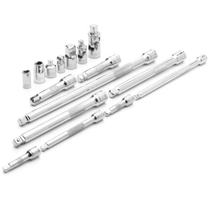 1/4''+3/8'' Adapterių ir priedų rinkinys 16vnt. 3 1/4''+3/8'' Adapterių ir priedų rinkinys 16vnt. 3
