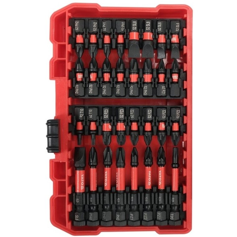 1/4" Smūginių keičiamų antgalių rinkinys (PLOKŠČIAS,PZ,PH,TORX) 54vnt. 2 1/4" Smūginių keičiamų antgalių rinkinys (PLOKŠČIAS,PZ,PH,TORX) 54vnt. 2