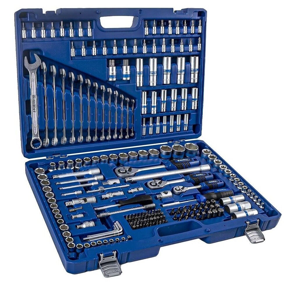 1/4" + 3/8" + 1/2" Galvučių ir raktų rinkinys 218vnt. 1/4" + 3/8" + 1/2" Galvučių ir raktų rinkinys 218vnt.