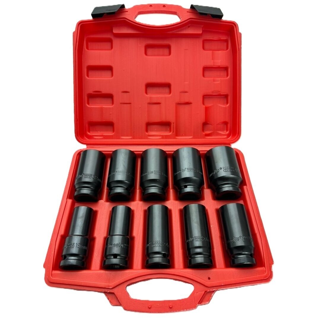 3/4" Prailgintų smūginių galvučių rinkinys (19-41mm) 10vnt. 3/4" Prailgintų smūginių galvučių rinkinys (19-41mm) 10vnt.