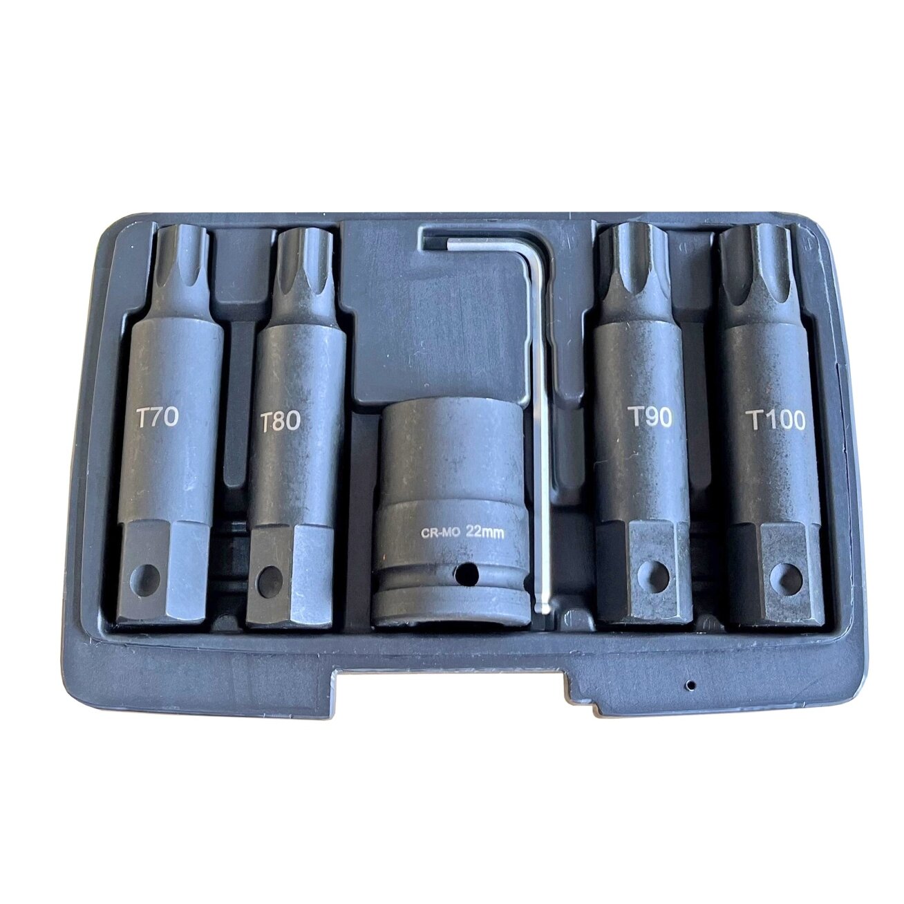3/4" Galvučių smūginių su antgaliais rinkinys (TORX) 6vnt. 3/4" Galvučių smūginių su antgaliais rinkinys (TORX) 6vnt.