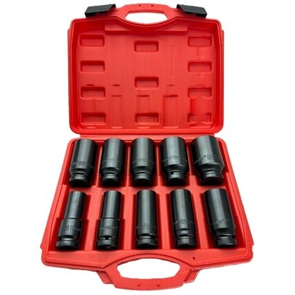 3/4" Prailgintų smūginių galvučių rinkinys (19-41mm) 10vnt. 3/4" Prailgintų smūginių galvučių rinkinys (19-41mm) 10vnt.