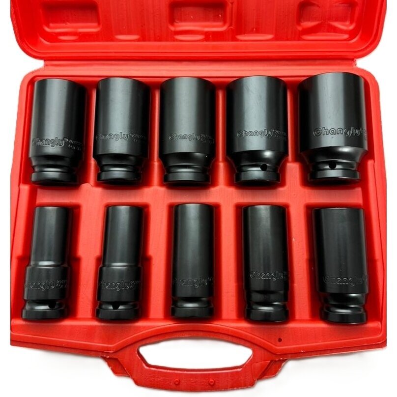 3/4" Prailgintų smūginių galvučių rinkinys (19-41mm) 10vnt. 1 3/4" Prailgintų smūginių galvučių rinkinys (19-41mm) 10vnt. 1