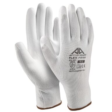 Active Gear Baltos poliuretano pirštinės M