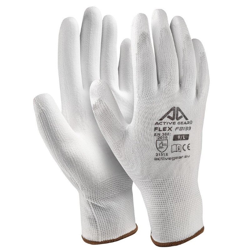 Active Gear Baltos poliuretano pirštinės M