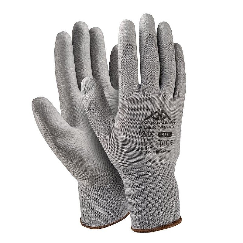 Active Gear Pilkos poliuretano pirštinės L