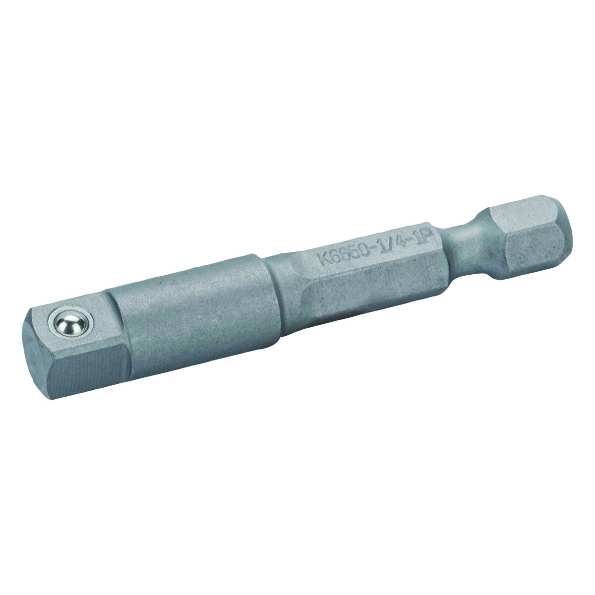 Adapteris iš 1/4 "šešiakampio į 1/2" kvadratinį 50mm Adapteris iš 1/4 "šešiakampio į 1/2" kvadratinį 50mm