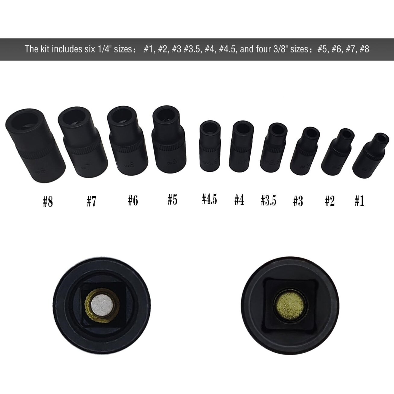 Adapterių rinkinys sriegikliams 1/4", 3/8 10vnt. 2