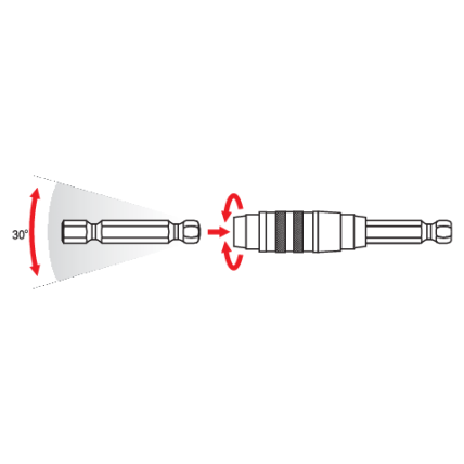 Adapteris šarnyrinis su magnetu 1/4" 100mm 4 Adapteris šarnyrinis su magnetu 1/4" 100mm 4