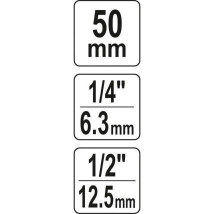 Adapteris suktuvui smūg. 1/2" - HEX 1/4" , 50mmL 3 Adapteris suktuvui smūg. 1/2" - HEX 1/4" , 50mmL 3