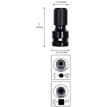 Adapteris suktuvui smūginis 1/2' - HEX 1/4" 2 Adapteris suktuvui smūginis 1/2' - HEX 1/4" 2