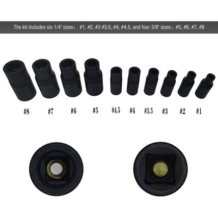 Adapterių rinkinys sriegikliams 1/4", 3/8 10vnt. 2