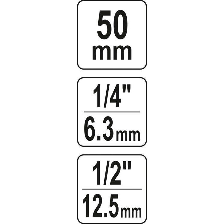 Adapteris suktuvui smūg. 1/2" - HEX 1/4" , 50mmL 3 Adapteris suktuvui smūg. 1/2" - HEX 1/4" , 50mmL 3