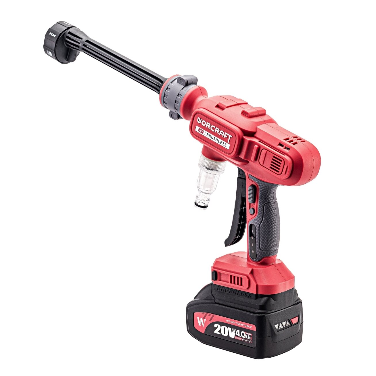 Akum. aukšto slėgio plovimo pistoletas WORCRAFT 20V LI-ION (Be akumuliatoriaus ir įkroviklio) 2 Akum. aukšto slėgio plovimo pistoletas WORCRAFT 20V LI-ION (Be akumuliatoriaus ir įkroviklio) 2