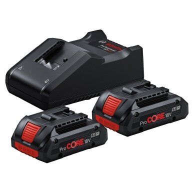 Akumuliatoriai + pakrovėjas Bosch GBA 18V / 2x4.0Ah ProCORE 18V + GAL 18V-40