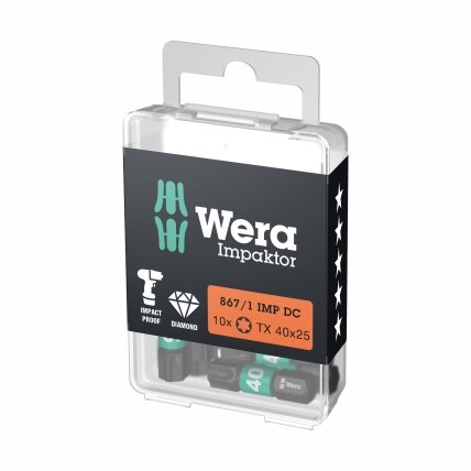 Antgaliai Wera 867/1 Impaktor TORX T40 x 25mm, 10vnt Antgaliai Wera 867/1 Impaktor TORX T40 x 25mm, 10vnt
