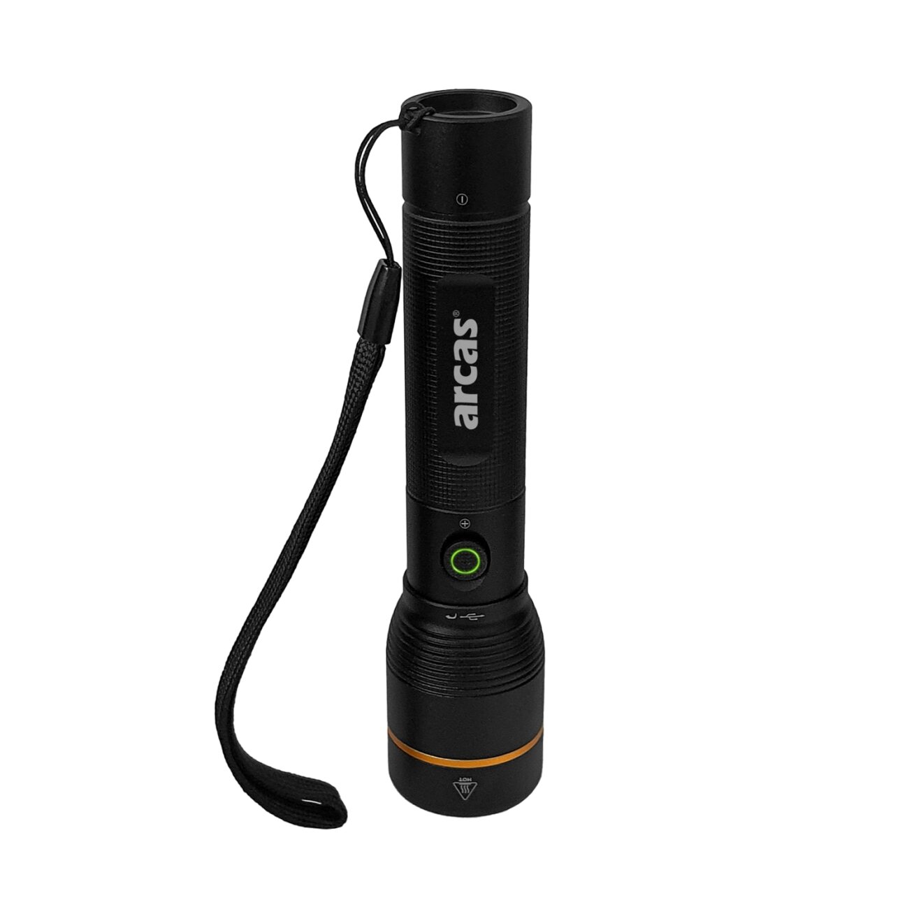 Arcas Rankinis žibintuvėlis 10W, įkraunamas USB-C, juodas, ARCAS Arcas Rankinis žibintuvėlis 10W, įkraunamas USB-C, juodas, ARCAS