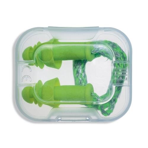 Ausų kamštukai, daugkartiniai su virvele Uvex Whisper+, SNR 27dB, Lime spalva, dydis M, plastikinėje mini Ausų kamštukai, daugkartiniai su virvele Uvex Whisper+, SNR 27dB, Lime spalva, dydis M, plastikinėje mini