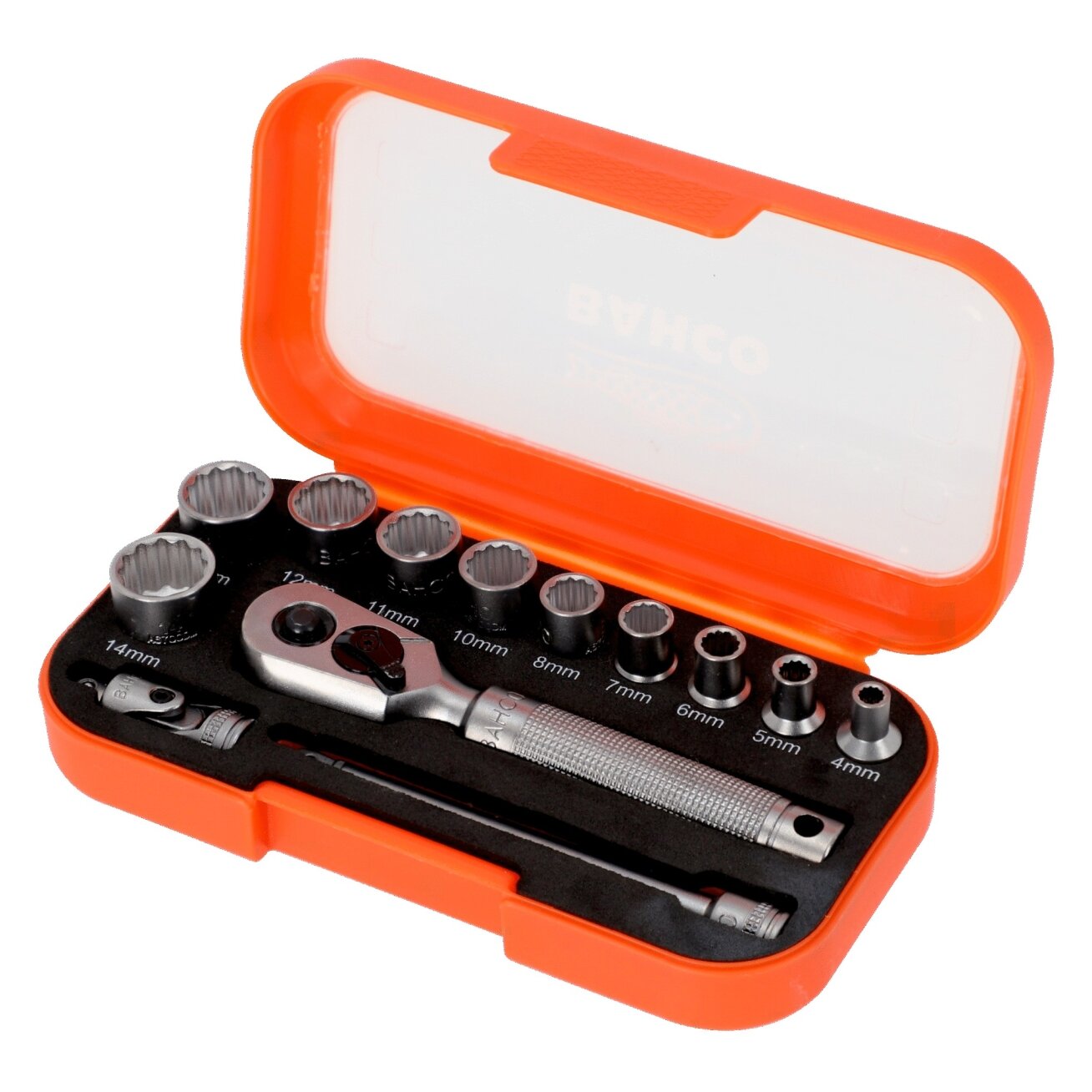 Bahco 1/4" Square Drive Socket Set with Metric Bi-Hex Profile - 13 Pcs