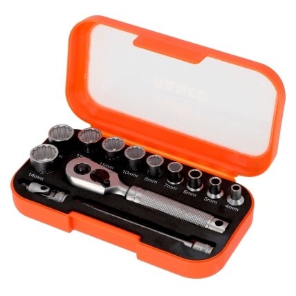 Bahco 1/4" Square Drive Socket Set with Metric Bi-Hex Profile - 13 Pcs Bahco 1/4" Square Drive Socket Set with Metric Bi-Hex Profile - 13 Pcs