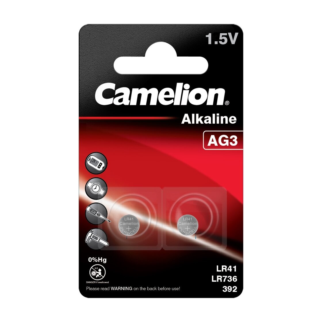 Camelion Mikro elementai be gyvsidabrio, LR41/AG3, 1,5V, CAMELION, 2 vnt. Camelion Mikro elementai be gyvsidabrio, LR41/AG3, 1,5V, CAMELION, 2 vnt.