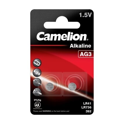 Camelion Mikro elementai be gyvsidabrio, LR41/AG3, 1,5V, CAMELION, 2 vnt. Camelion Mikro elementai be gyvsidabrio, LR41/AG3, 1,5V, CAMELION, 2 vnt.