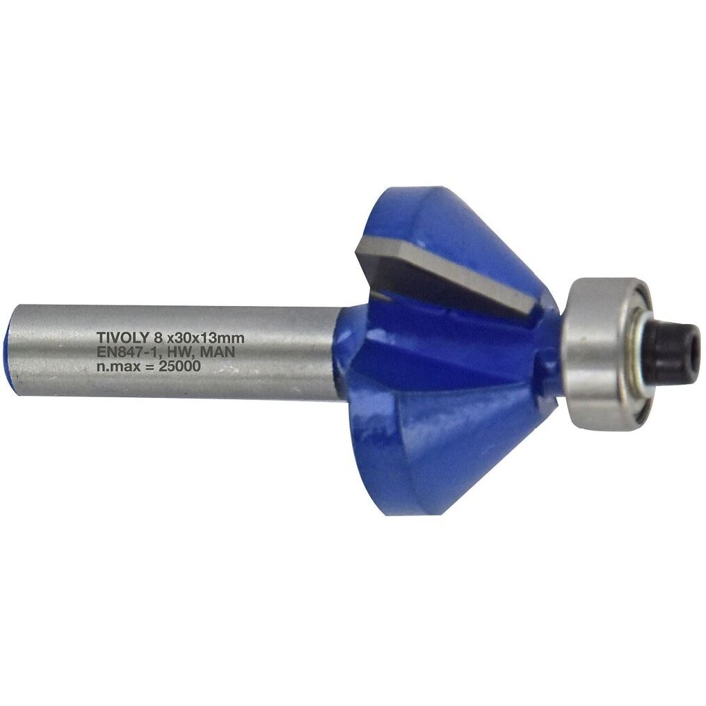 Chamfer cutter with ball bearing, 32x15 mm, 45°, 8mm shank Chamfer cutter with ball bearing, 32x15 mm, 45°, 8mm shank