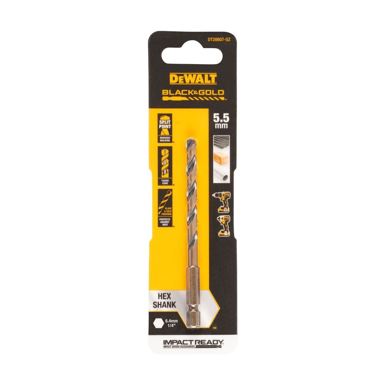 DeWalt Grąžtas metalui HEX 1/4, 5,5 mm, DeWALT DeWalt Grąžtas metalui HEX 1/4, 5,5 mm, DeWALT