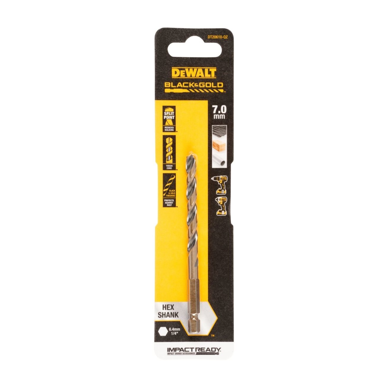 DeWalt Grąžtas metalui HEX 1/4, 7,0 mm, DeWALT