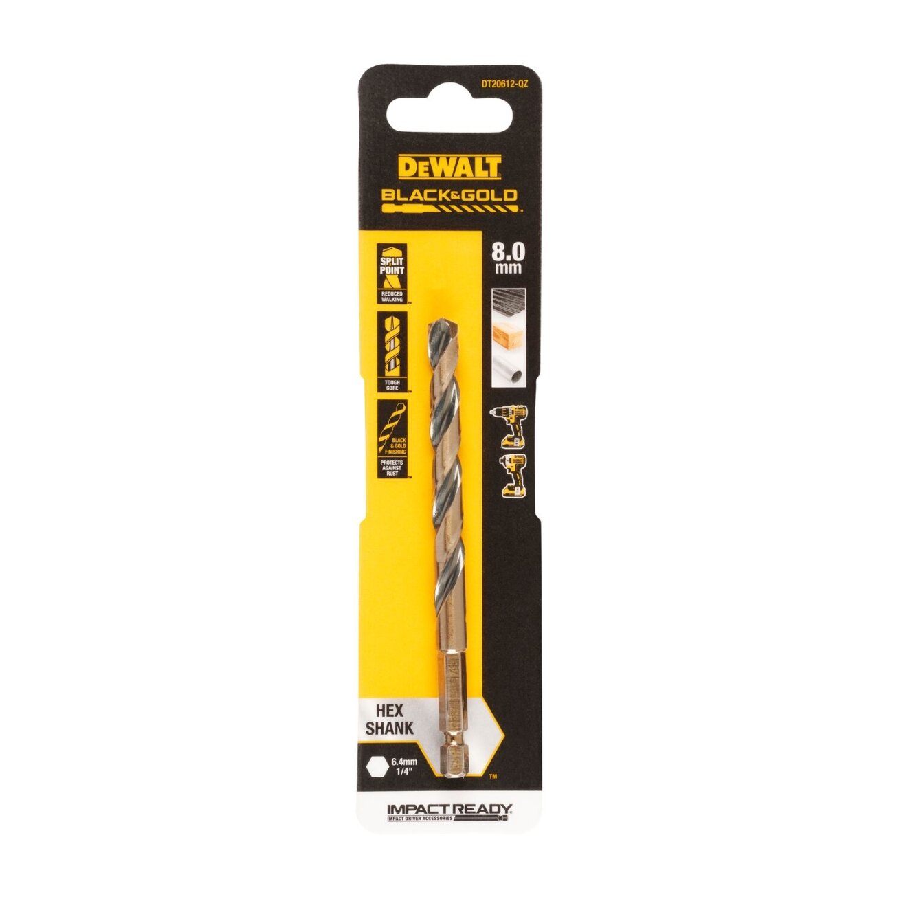 DeWalt Grąžtas metalui HEX 1/4, 8.0 mm, DeWALT DeWalt Grąžtas metalui HEX 1/4, 8.0 mm, DeWALT