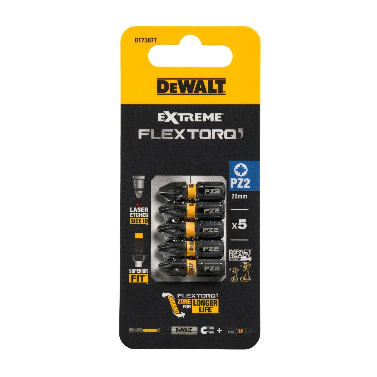 DeWalt Sukimo antgaliukai FLEXTORQ PZ2, 25 mm, DeWALT, 5 vnt. DeWalt Sukimo antgaliukai FLEXTORQ PZ2, 25 mm, DeWALT, 5 vnt.
