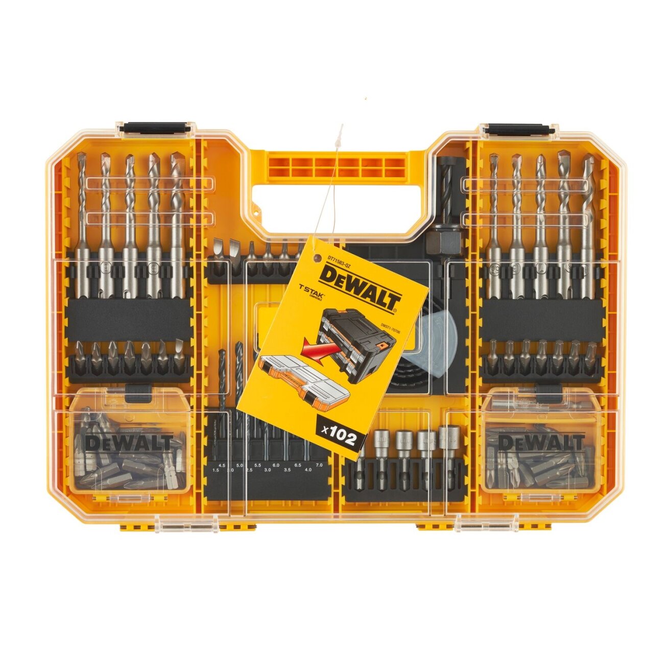 DeWalt TSTAK antgaliukų-grąžtų komplektas, DeWALT 102 vnt. 1 DeWalt TSTAK antgaliukų-grąžtų komplektas, DeWALT 102 vnt. 1