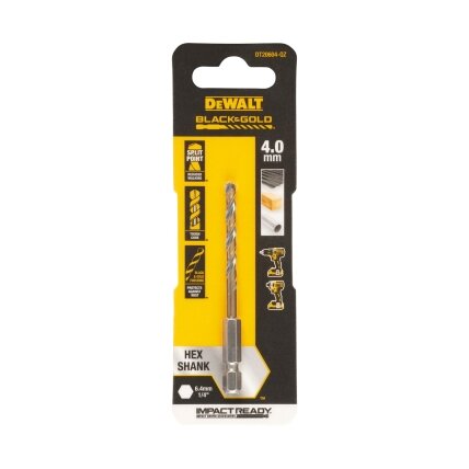 DeWalt Grąžtas metalui HEX 1/4, 4,0 mm, DeWALT