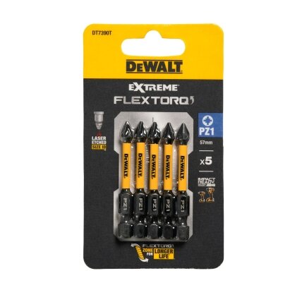 DeWalt Sukimo antgaliukai FLEXTORQ PZ1, 57 mm, DeWALT, 5 vnt. DeWalt Sukimo antgaliukai FLEXTORQ PZ1, 57 mm, DeWALT, 5 vnt.