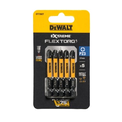 DeWalt Sukimo antgaliukai FLEXTORQ PZ3, 57 mm, DeWALT, 5 vnt.