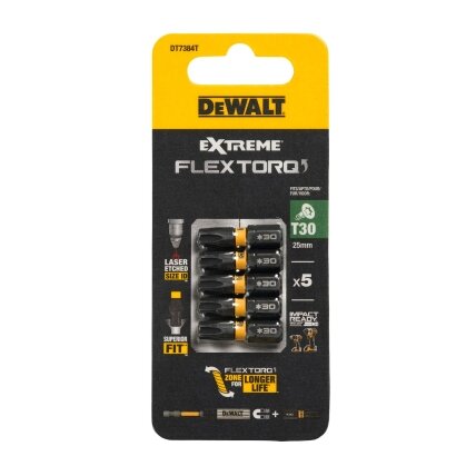 DeWalt Sukimo antgaliukai FLEXTORQ T30 25 mm, DeWALT, 5 vnt. DeWalt Sukimo antgaliukai FLEXTORQ T30 25 mm, DeWALT, 5 vnt.