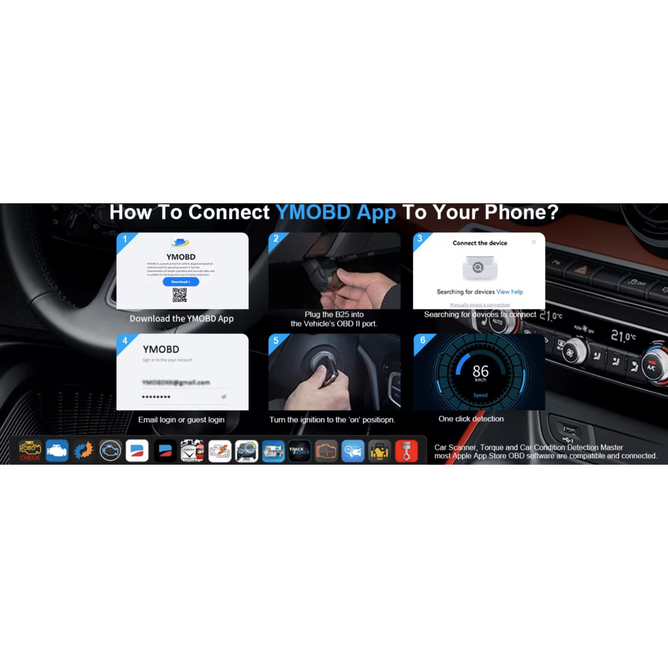 Diagnostikos įranga automobiliui OBD2 Bluetooth B25 6 Diagnostikos įranga automobiliui OBD2 Bluetooth B25 6