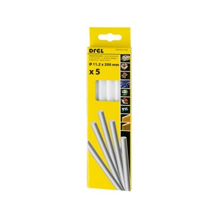 Drel Karštų klijų lazdelės 11,2 mm x 200 mm, baltos, 5 vnt. 1