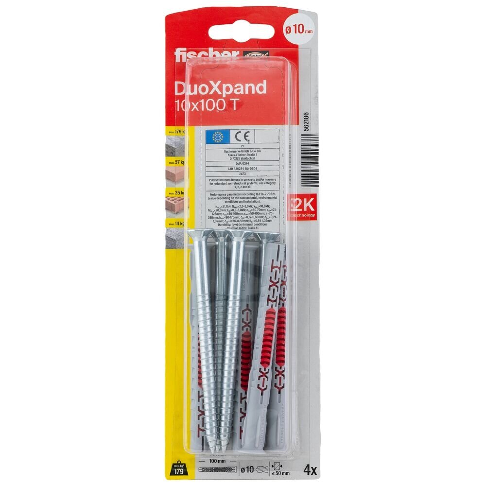 Fischer DuoXpand kaištis su varžtu 10x100 T, 4 vnt. 4